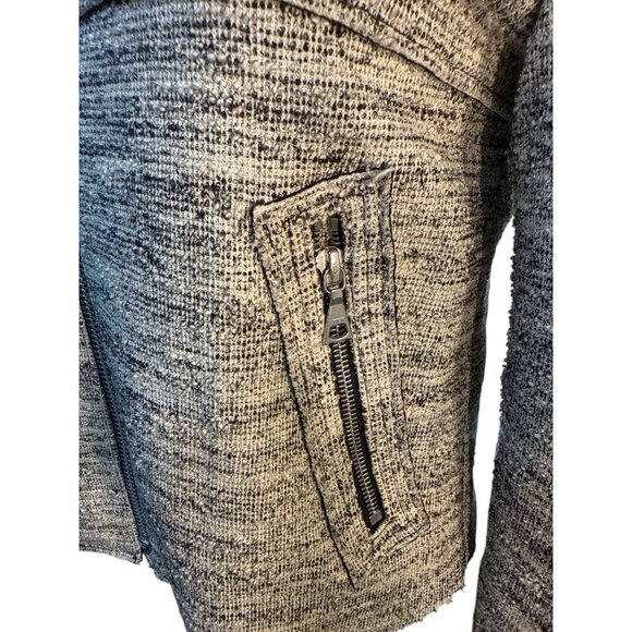 Theory Womens Tweed Cropped Zip Up Jacket Gray/Black Size Small EUC - Picture 3 of 8